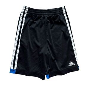Youth Boys Adidas Three Stripe Mesh Black & White Athletic Shorts - Sz 6